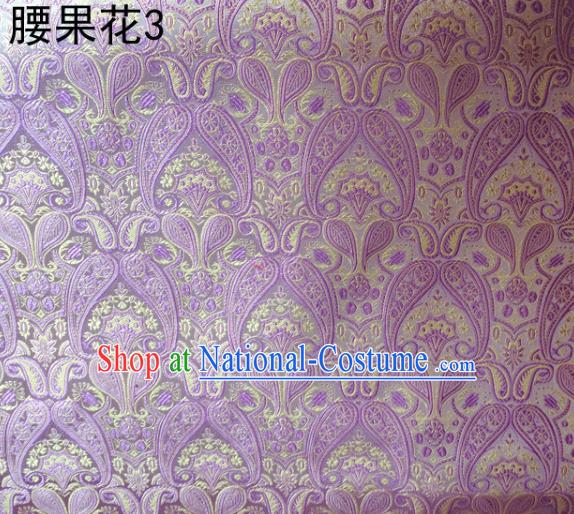 Asian Chinese Traditional Embroidery Paisley Lilac Satin Wedding Silk Fabric, Top Grade Tibetan Brocade Tang Suit Hanfu Dress Fabric Cheongsam Cloth Material