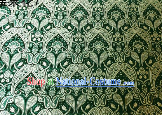 Asian Chinese Traditional Embroidery Paisley Green Satin Wedding Silk Fabric, Top Grade Tibetan Brocade Tang Suit Hanfu Dress Fabric Cheongsam Cloth Material