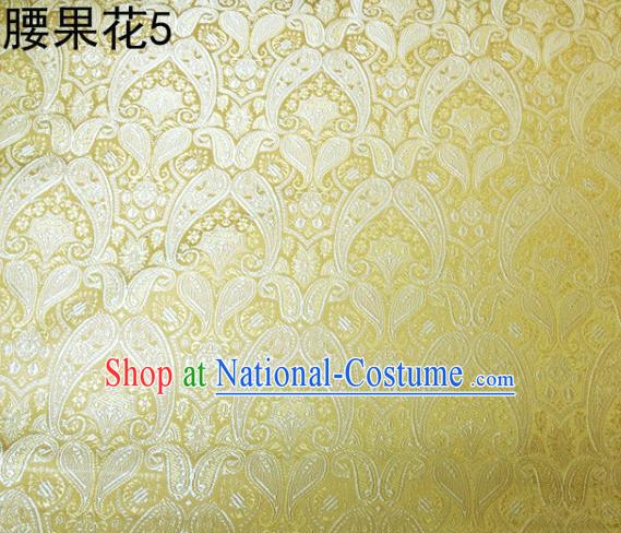 Asian Chinese Traditional Embroidery Paisley Golden Satin Wedding Silk Fabric, Top Grade Tibetan Brocade Tang Suit Hanfu Dress Fabric Cheongsam Cloth Material