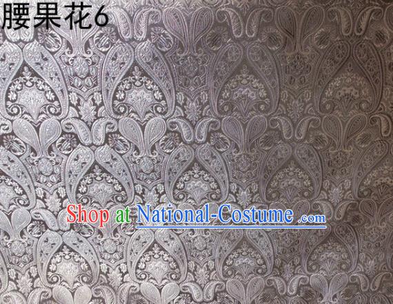 Asian Chinese Traditional Embroidery Paisley Grey Satin Wedding Silk Fabric, Top Grade Tibetan Brocade Tang Suit Hanfu Dress Fabric Cheongsam Cloth Material