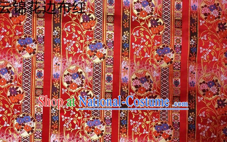 Asian Chinese Traditional Embroidery Satin Silk Fabric, Top Grade Red Nanjing Brocade Tang Suit Hanfu Fabric Cheongsam Cloth Material