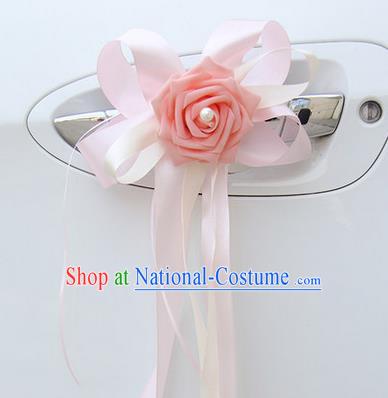Top Grade Wedding Accessories Decoration, China Style Wedding Limousine Bowknot Pink Flowers Bride Garlands
