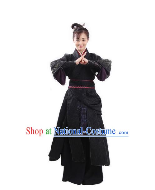 Traditional Ancient Chinese Swordswoman Costume and Headpiece Complete Set, Chinese Ming Dynasty Assassin Hanfu Clothing for Women