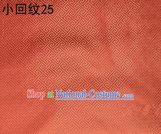 Asian Chinese Traditional Handmade Silk Fabric, Top Grade Nanjing Brocade Tang Suit Hanfu Orange Fabric Cheongsam Cloth Material