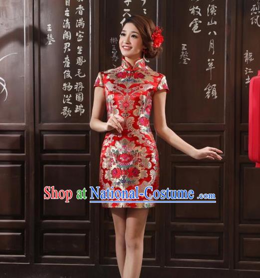 Chinese Traditional Flower Silk Fabric Brocade Embroidered Fabric Dress Material