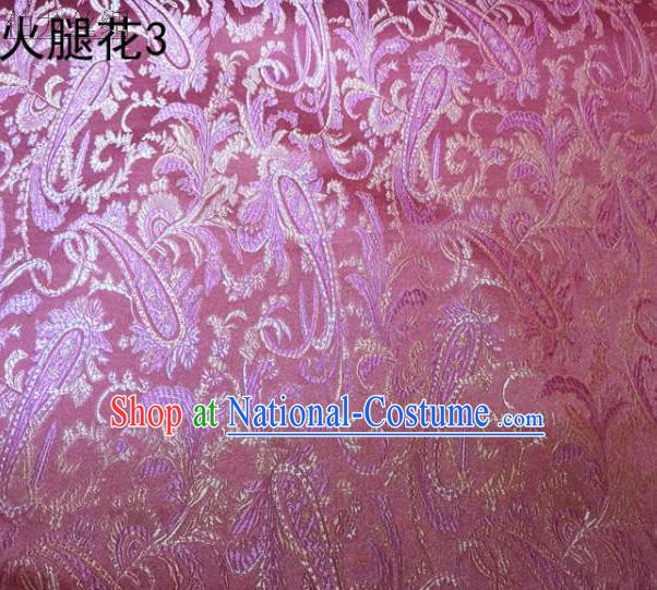 Asian Chinese Traditional Handmade Embroidery Ham Flowers Satin Wedding Silk Fabric, Top Grade Nanjing Brocade Tang Suit Hanfu Fabric Cheongsam Pink Cloth Material