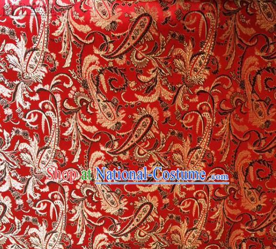 Asian Chinese Traditional Handmade Embroidery Ham Flowers Satin Wedding Silk Fabric, Top Grade Nanjing Brocade Tang Suit Hanfu Fabric Cheongsam Red Cloth Material