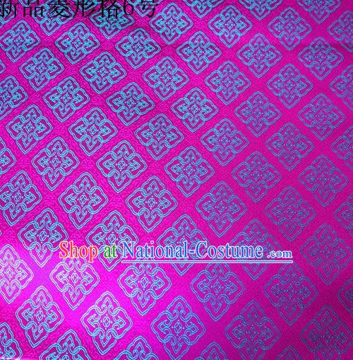 Asian Chinese Traditional Handmade Embroidery Rhombus Pattern Satin Silk Fabric, Top Grade Nanjing Brocade Tang Suit Hanfu Fabric Cheongsam Rosy Cloth Material