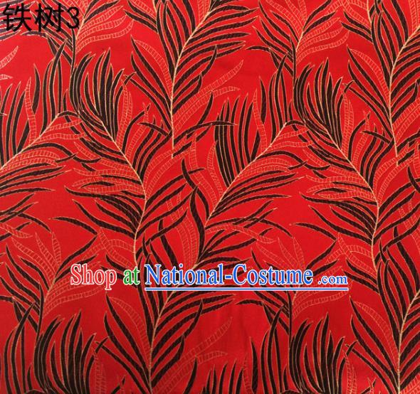 Asian Chinese Traditional Handmade Embroidery Bunga Manggar Flowers Satin Red Silk Fabric, Top Grade Nanjing Brocade Tang Suit Hanfu Fabric Cheongsam Cloth Material