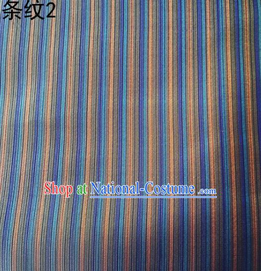 Asian Chinese Traditional Handmade Printing Column Bar Satin Thangka Blue Silk Fabric, Top Grade Nanjing Brocade Tang Suit Hanfu Fabric Cheongsam Cloth Material