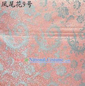 Traditional Asian Chinese Handmade Embroidery Ombre Peony Flowers Satin Pink Silk Fabric, Top Grade Nanjing Brocade Tang Suit Hanfu Clothing Fabric Cheongsam Cloth Material