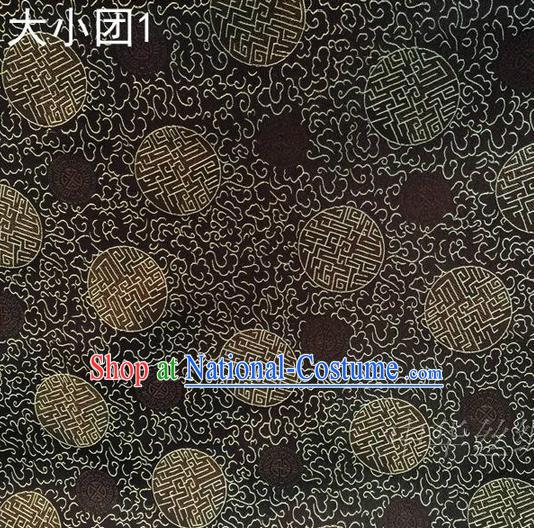 Traditional Asian Chinese Handmade Embroidery Satin Black Silk Fabric, Top Grade Nanjing Brocade Ancient Costume Tang Suit Hanfu Clothing Fabric Cheongsam Cloth Material