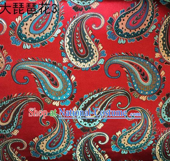 Traditional Asian Chinese Handmade Embroidery Pipa Take Satin Red Silk Fabric, Top Grade Nanjing Brocade Ancient Costume Tang Suit Hanfu Clothing Fabric Cheongsam Cloth Material