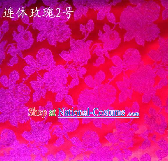 Traditional Asian Chinese Handmade Printing Flowers Satin Pink Silk Fabric, Top Grade Nanjing Brocade Tang Suit Hanfu Clothing Fabric Cheongsam Cloth Material