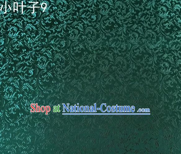 Traditional Asian Chinese Handmade Embroidery Wheat Leaf Satin Silk Fabric, Top Grade Nanjing Green Brocade Tang Suit Hanfu Clothing Fabric Cheongsam Cloth Material