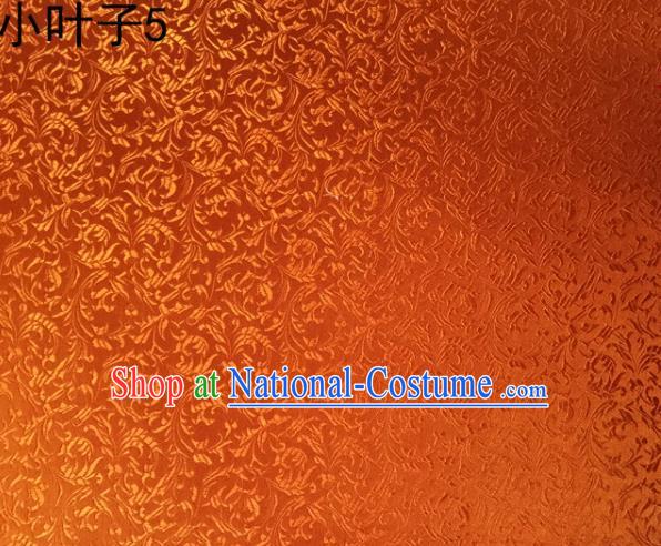 Traditional Asian Chinese Handmade Embroidery Wheat Leaf Satin Silk Fabric, Top Grade Nanjing Orange Brocade Tang Suit Hanfu Clothing Fabric Cheongsam Cloth Material