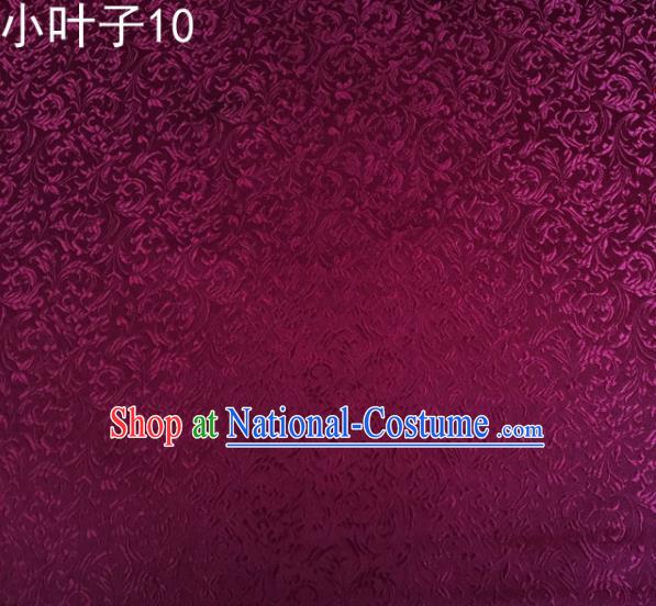 Traditional Asian Chinese Handmade Embroidery Wheat Leaf Satin Silk Fabric, Top Grade Nanjing Purple Brocade Tang Suit Hanfu Clothing Fabric Cheongsam Cloth Material