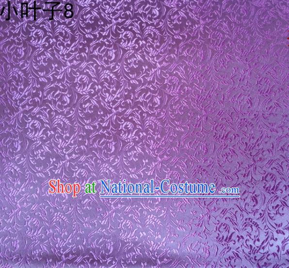 Traditional Asian Chinese Handmade Embroidery Wheat Leaf Satin Silk Fabric, Top Grade Nanjing Lilac Brocade Tang Suit Hanfu Clothing Fabric Cheongsam Cloth Material