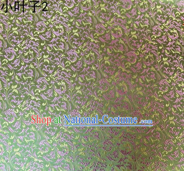 Traditional Asian Chinese Handmade Embroidery Pink Wheat Leaf Satin Silk Fabric, Top Grade Nanjing Green Brocade Tang Suit Hanfu Clothing Fabric Cheongsam Cloth Material