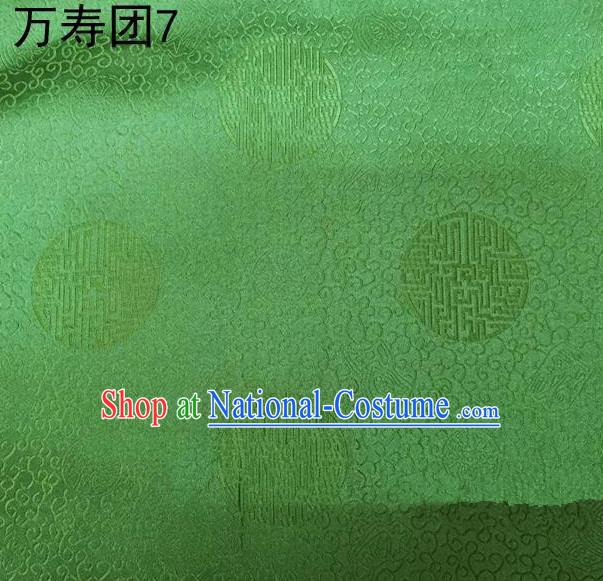 Traditional Asian Chinese Handmade Embroidery Manju Pattern Satin Tang Suit Green Silk Fabric, Top Grade Nanjing Brocade Ancient Costume Hanfu Clothing Fabric Cheongsam Cloth Material