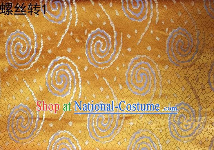 Traditional Asian Chinese Handmade Embroidery Satin Tang Suit Golden Silk Fabric, Top Grade Nanjing Brocade Ancient Costume Hanfu Clothing Fabric Cheongsam Cloth Material