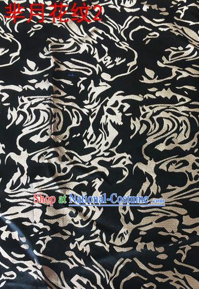 Traditional Asian Chinese Handmade Embroidery Silk Satin Tang Suit Black Fabric, Nanjing Brocade Ancient Costume Hanfu Cheongsam Cloth Material