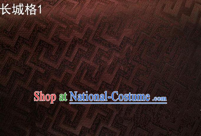 Traditional Asian Chinese Handmade Jacquard Weave Satin Tang Suit Brown Silk Fabric, Top Grade Nanjing Brocade Ancient Costume Hanfu Clothing Fabric Cheongsam Cloth Material