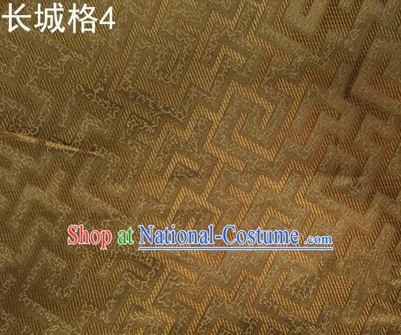 Traditional Asian Chinese Handmade Jacquard Weave Satin Tang Suit Golden Silk Fabric, Top Grade Nanjing Brocade Ancient Costume Hanfu Clothing Fabric Cheongsam Cloth Material