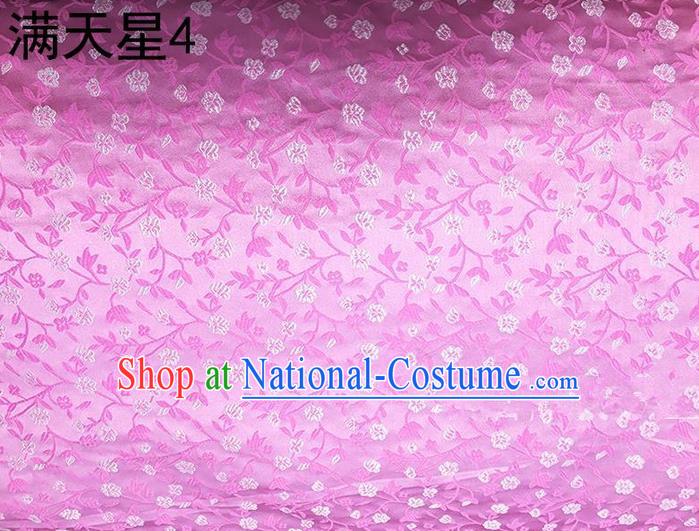 Traditional Asian Chinese Handmade Embroidery Plum Blossom Satin Tang Suit Pink Silk Fabric, Top Grade Nanjing Brocade Ancient Costume Hanfu Clothing Fabric Cheongsam Cloth Material