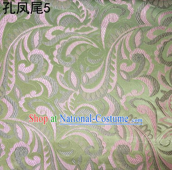 Traditional Asian Chinese Handmade Embroidery Ombre Flowers Satin Tang Suit Light Green Silk Fabric, Top Grade Nanjing Brocade Ancient Costume Hanfu Clothing Fabric Cheongsam Cloth Material