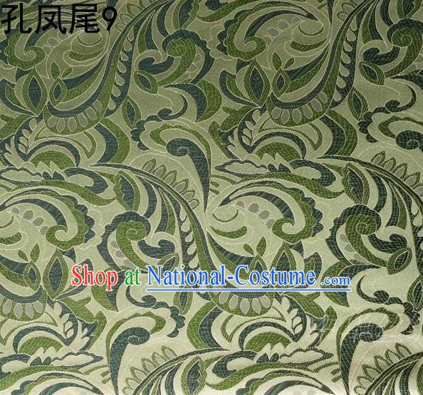 Traditional Asian Chinese Handmade Embroidery Ombre Flowers Satin Tang Suit Green Silk Fabric, Top Grade Nanjing Brocade Ancient Costume Hanfu Clothing Fabric Cheongsam Cloth Material