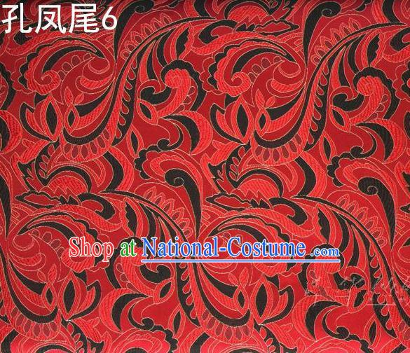 Traditional Asian Chinese Handmade Embroidery Ombre Flowers Satin Tang Suit Red Silk Fabric, Top Grade Nanjing Brocade Ancient Costume Hanfu Clothing Fabric Cheongsam Cloth Material