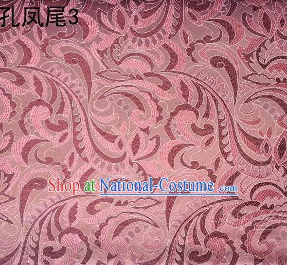 Traditional Asian Chinese Handmade Embroidery Ombre Flowers Satin Tang Suit Pink Silk Fabric, Top Grade Nanjing Brocade Ancient Costume Hanfu Clothing Fabric Cheongsam Cloth Material