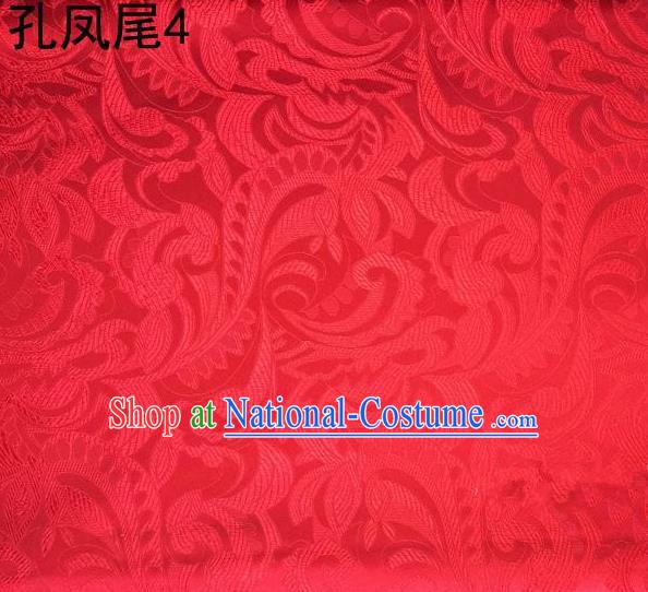 Traditional Asian Chinese Handmade Embroidery Ombre Flowers Satin Tang Suit Red Silk Fabric, Top Grade Nanjing Brocade Ancient Costume Hanfu Clothing Fabric Cheongsam Cloth Material