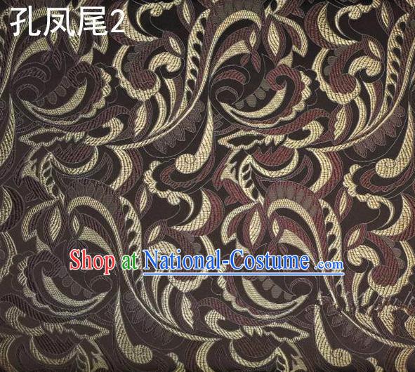 Traditional Asian Chinese Handmade Embroidery Ombre Flowers Satin Tang Suit Brown Silk Fabric, Top Grade Nanjing Brocade Ancient Costume Hanfu Clothing Fabric Cheongsam Cloth Material