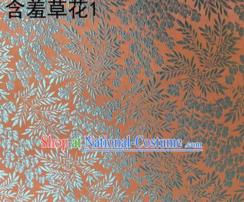 Traditional Asian Chinese Handmade Embroidery Blue Mimosa Pudica Silk Satin Tang Suit Fabric, Nanjing Brocade Ancient Costume Hanfu Cheongsam Cloth Material