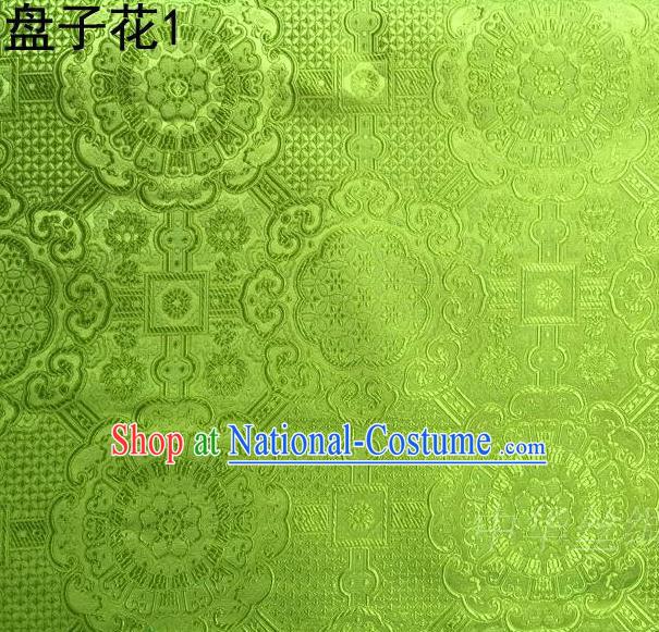 Traditional Asian Chinese Handmade Embroidery Flowers Mongolian Robe Silk Satin Tang Suit Green Fabric, Nanjing Brocade Ancient Costume Hanfu Cheongsam Cloth Material