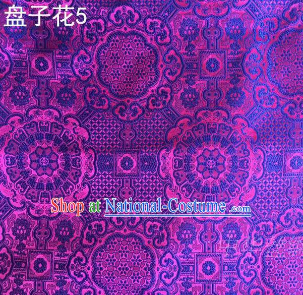 Traditional Asian Chinese Handmade Embroidery Flowers Mongolian Robe Silk Satin Tang Suit Purple Fabric, Nanjing Brocade Ancient Costume Hanfu Cheongsam Cloth Material