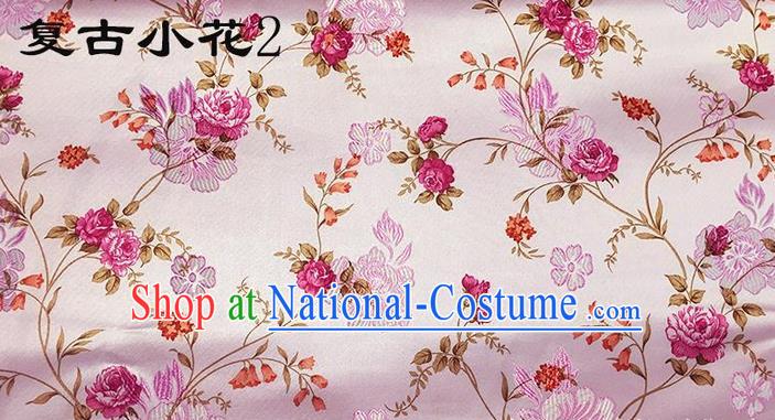 Traditional Asian Chinese Handmade Embroidery Roses Flowers Silk Satin Tang Suit Xiuhe Suit Pink Fabric, Nanjing Brocade Ancient Costume Hanfu Cheongsam Cloth Material