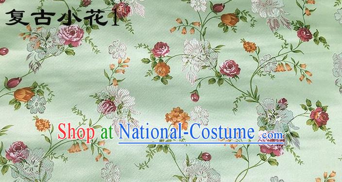 Traditional Asian Chinese Handmade Embroidery Roses Flowers Silk Satin Tang Suit Xiuhe Suit Green Fabric, Nanjing Brocade Ancient Costume Hanfu Cheongsam Cloth Material