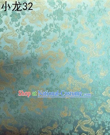 Traditional Asian Chinese Handmade Embroidery Flowers Pattern Silk Satin Tang Suit Mandarin Blue Fabric, Nanjing Brocade Ancient Costume Hanfu Cheongsam Cloth Material