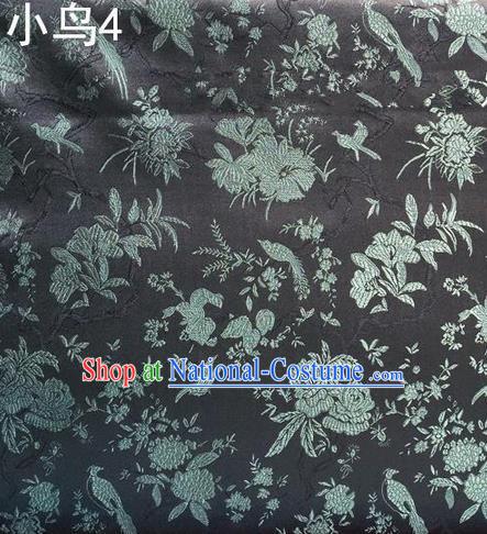 Traditional Asian Chinese Handmade Embroidery Flowers Pattern Silk Satin Tang Suit Mandarin Prince Robes Grey Fabric, Nanjing Brocade Ancient Costume Hanfu Cheongsam Cloth Material