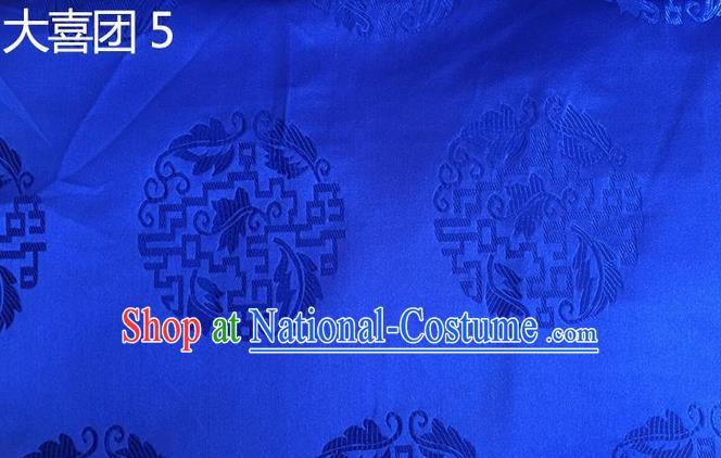 Traditional Asian Chinese Handmade Embroidery Silk Satin Tang Suit Tibetan Robe Blue Fabric, Nanjing Brocade Ancient Costume Hanfu Cheongsam Cloth Material