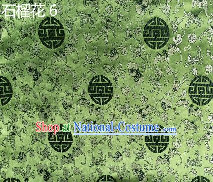 Traditional Asian Chinese Handmade Embroidery Pomegranate Flower Silk Satin Tang Suit Green Fabric, Nanjing Brocade Ancient Costume Hanfu Cheongsam Cloth Material