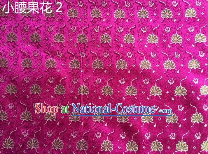 Traditional Asian Chinese Handmade Embroidery Paisley Flowers Silk Satin Tang Suit Rosy Fabric, Nanjing Brocade Ancient Costume Hanfu Cheongsam Cloth Material