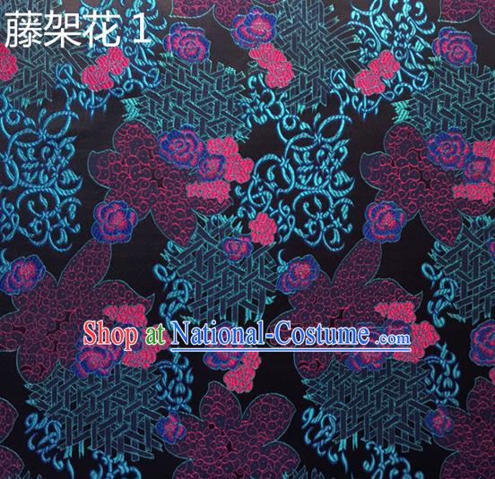 Traditional Asian Chinese Handmade Embroidery Flowers Silk Satin Tang Suit Fabric Drapery, Nanjing Brocade Ancient Costume Hanfu Cheongsam Cloth Material