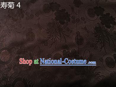 Traditional Asian Chinese Handmade Embroidery Marguerite Flowers Silk Satin Tang Suit Brown Fabric Drapery, Nanjing Brocade Ancient Costume Hanfu Cheongsam Cloth Material