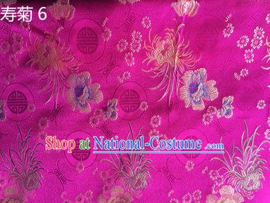 Traditional Asian Chinese Handmade Embroidery Marguerite Flowers Silk Satin Tang Suit Rosy Fabric Drapery, Nanjing Brocade Ancient Costume Hanfu Cheongsam Cloth Material