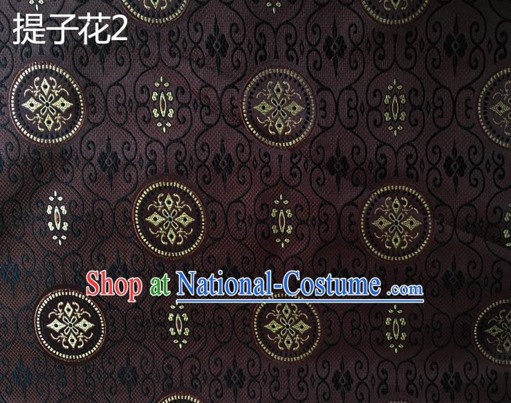 Traditional Asian Chinese Handmade Embroidery Raisins Flowers Silk Satin Tang Suit Brown Fabric Drapery, Nanjing Brocade Ancient Costume Hanfu Cheongsam Cloth Material