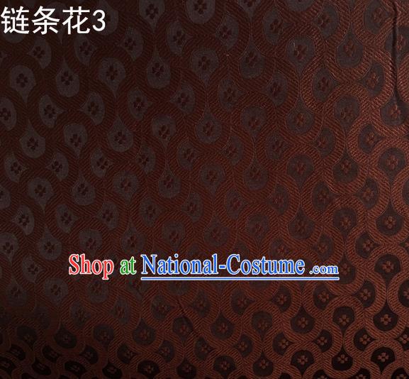 Traditional Asian Chinese Handmade Embroidery Chain Flowers Silk Satin Tang Suit Brown Fabric Drapery, Nanjing Brocade Ancient Costume Hanfu Cheongsam Cloth Material